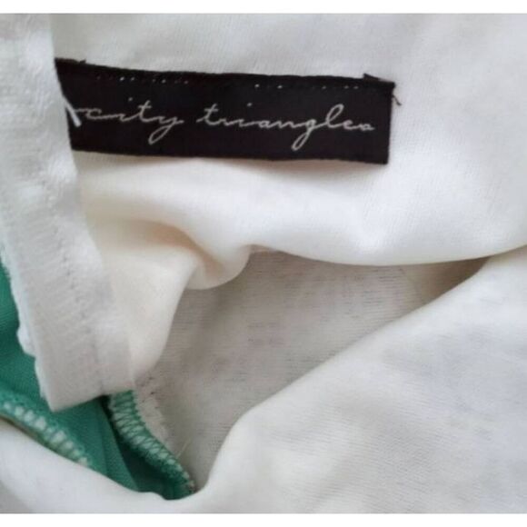 GARDEN TEA CITY TRIANGLES IVORY LACE & GREEN FLORAL DRESS SZ.M/L EUC. - Picture 6 of 6